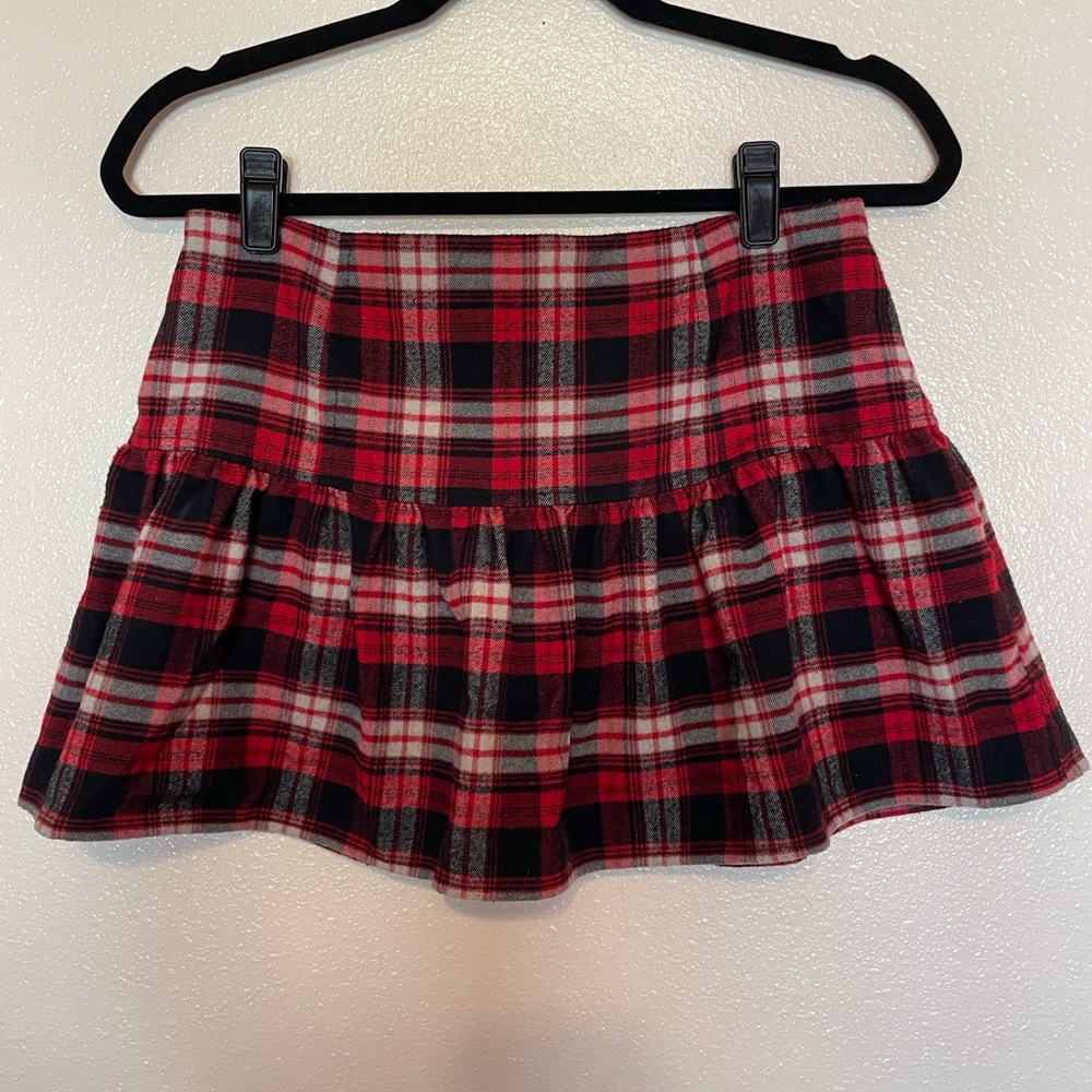 Red plaid mini skirt